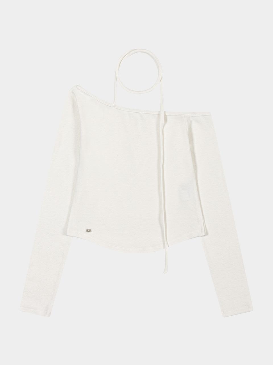 KISYNING Off-Shoulder Tie Scarf Sleeve Top (White)