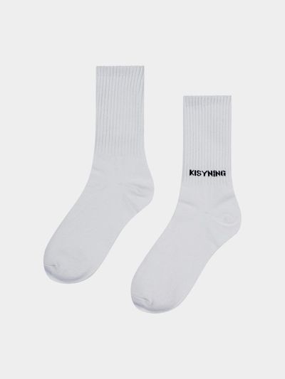 KISYNING Premium Cotton Blend Basic Logo Socks [white]