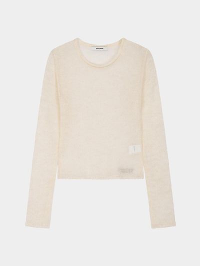 KISYNING Sheer Crew Neck Sleeve Knit (Beige)