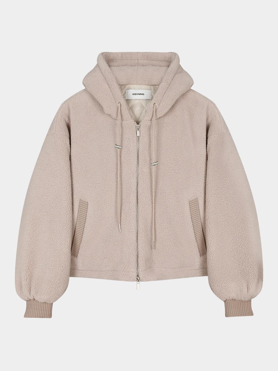KISYNING Soft Fluffy Hoodie Zip-up (Beige)