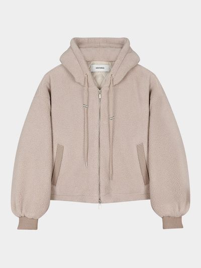 KISYNING Soft Fluffy Hoodie Zip-up (Beige)