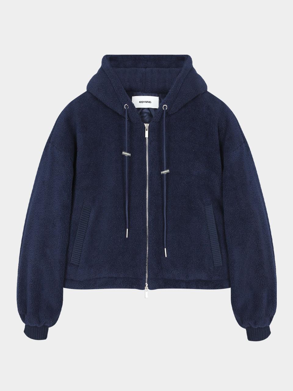 KISYNING Soft Fluffy Hoodie Zip-up (Navy)