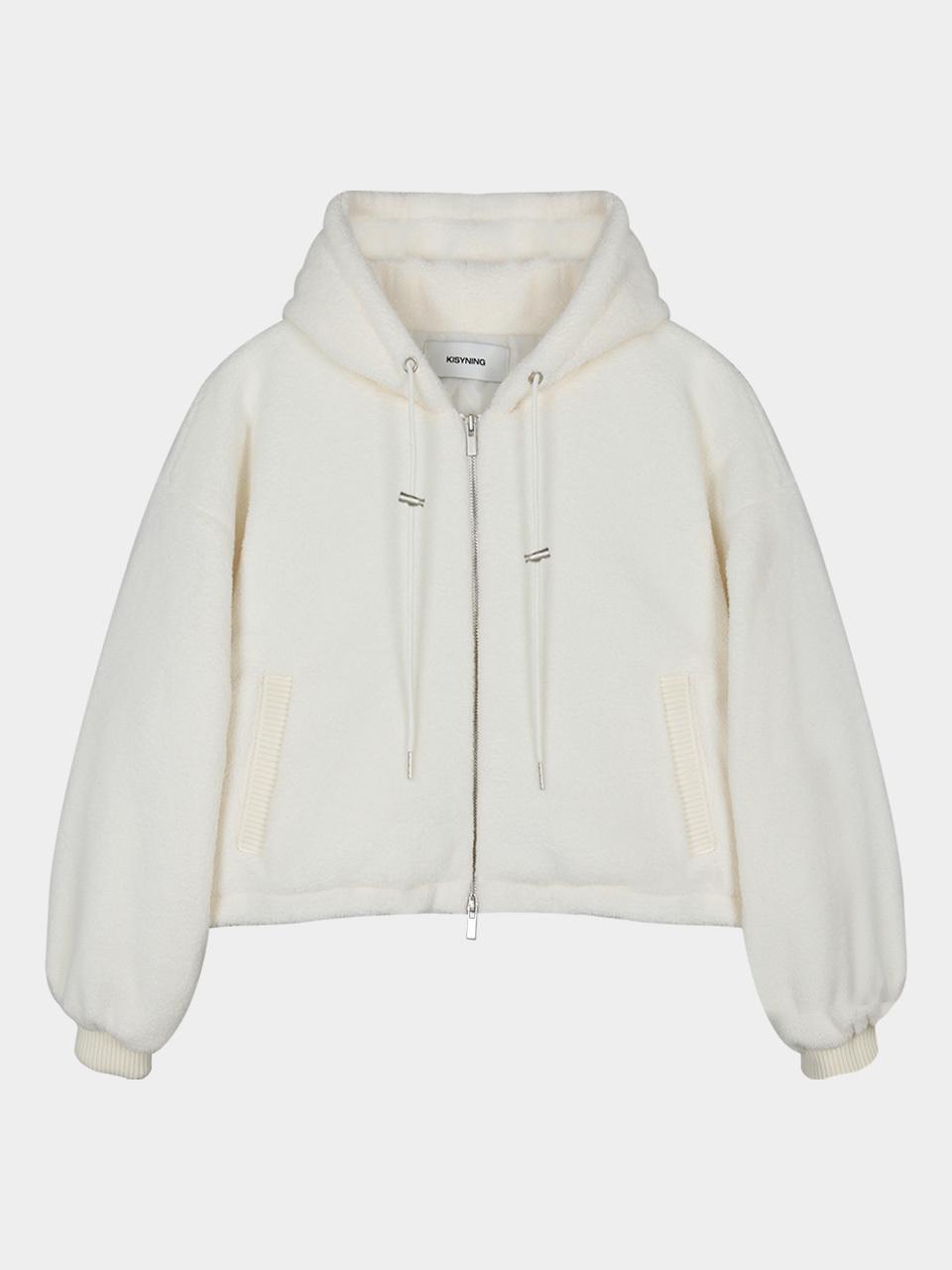 KISYNING Soft Fluffy Hoodie Zip-up (White)