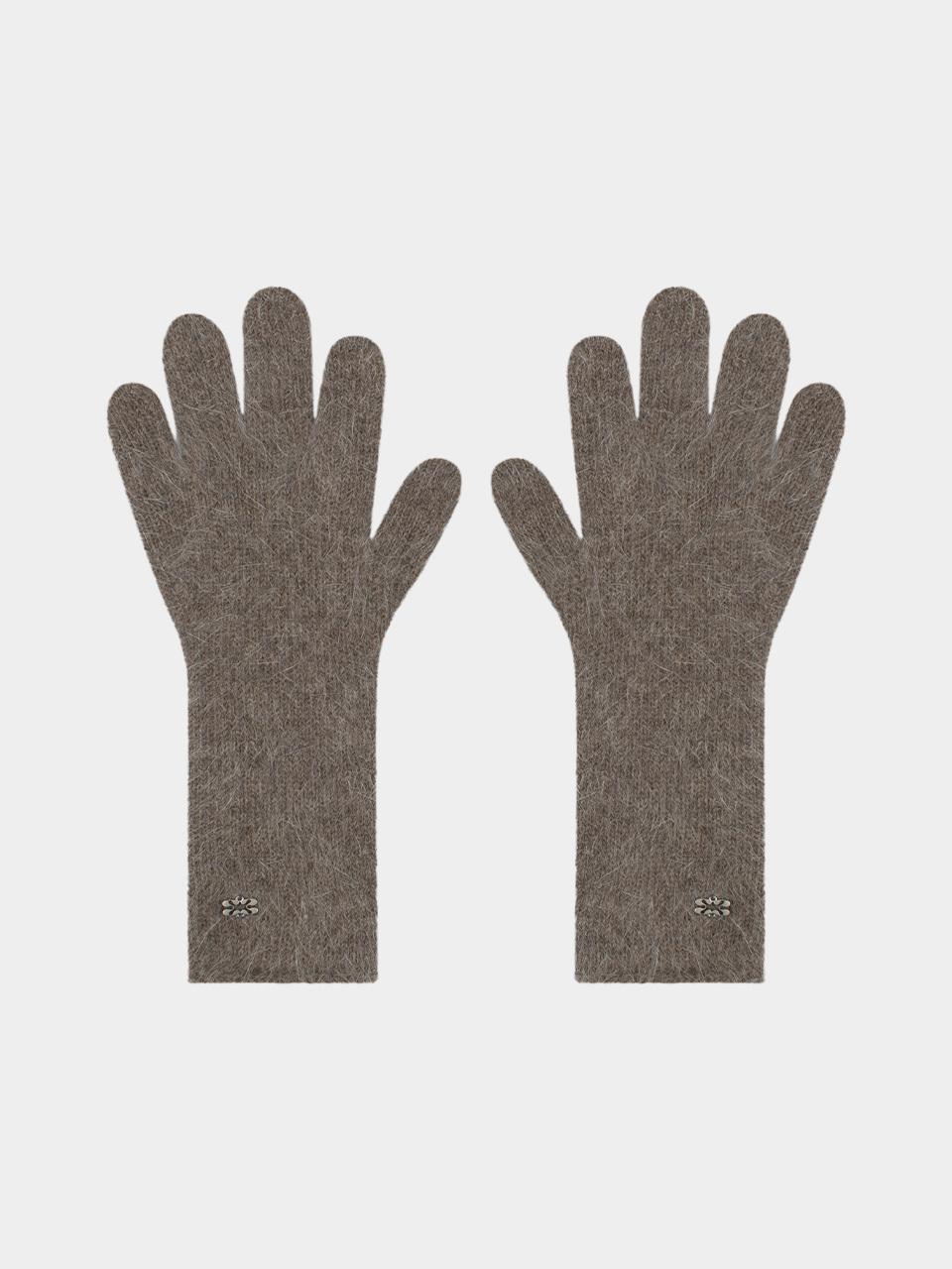 KISYNING Soft Wool Finger Hole Long Gloves [Kakhi Gray]
