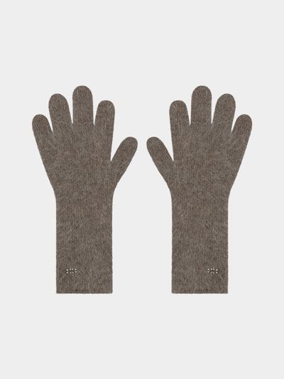 KISYNING Soft Wool Finger Hole Long Gloves [Kakhi Gray]