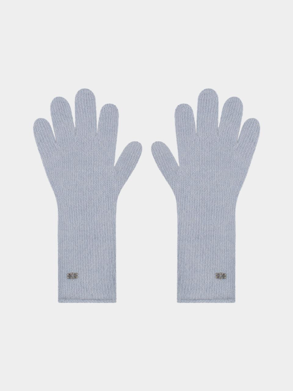KISYNING Soft Wool Finger Hole Long Gloves [Light Blue]