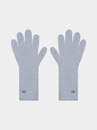 KISYNING Soft Wool Finger Hole Long Gloves [Light Blue]
