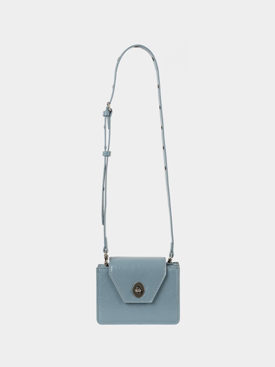 KISYNING Square Structured Water-resistant Mini Bag [Ash Blue]
