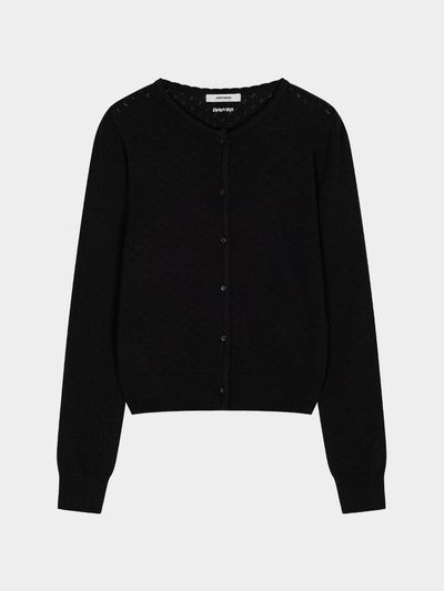 KISYNING Whipped Floral Punching Cardigan [Black]