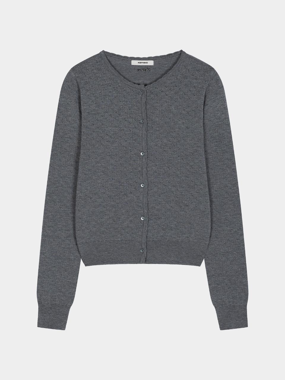 KISYNING Whipped Floral Punching Cardigan (Gray)