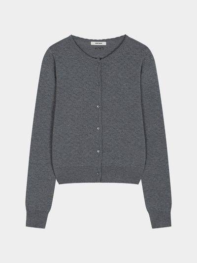 KISYNING Whipped Floral Punching Cardigan (Gray)