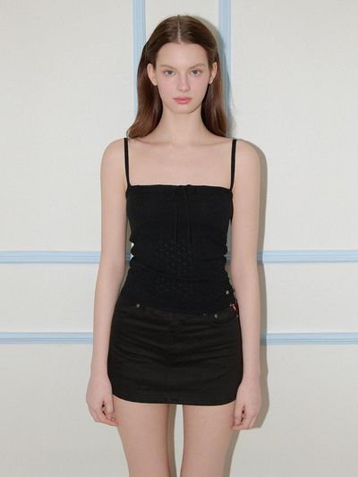 KISYNING Whipped Floral Punching Sleeveless Tank [Black]