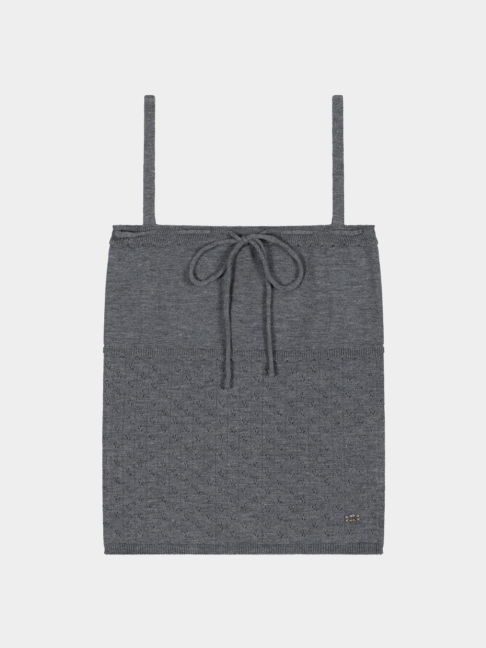KISYNING Whipped Floral Punching Sleeveless Tank (Gray)