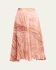 Kiton Feather-Print Silk A-Line Midi Skirt - 1