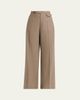 Kiton Herringbone Wool-Cashmere Wide-Leg Trousers - 1