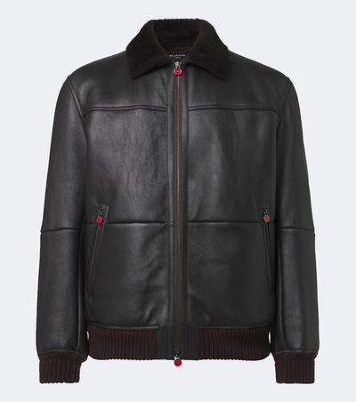 Kiton Kiton Shearling-trimmed leather bomber jacket