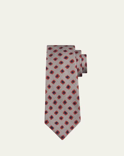 Kiton Men's Abstract-Print Silk 7-Fold Tie