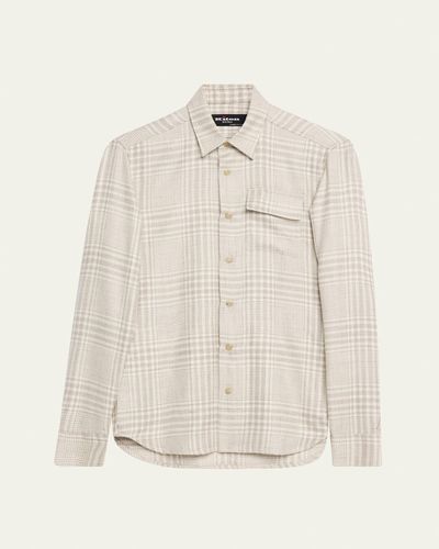 Kiton Men's Baba Tonal Plaid Side-Pocket Overshirt