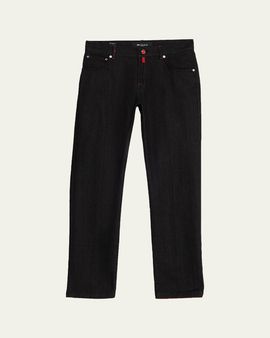 Kiton Men's Black Wash Straight-Fit Jeans