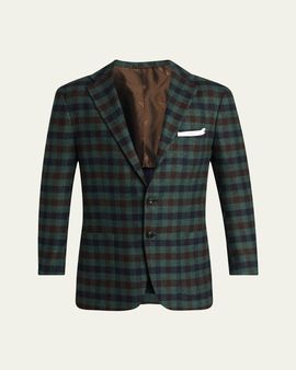Kiton Men's Cashmere and Silk Check Single-Breasted Sport Coat