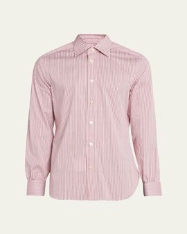 Kiton Men's Cotton-Stretch Multi-Stripe Sport Shirt