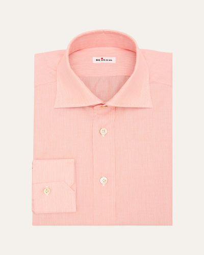 Kiton Men's Cotton Fineline Stripe Dress Shirt