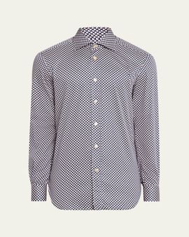 Kiton Men's Cotton Geometric Sport Shirt