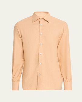 Kiton Men's Cotton Micro-Check Classic Fit Sport Shirt