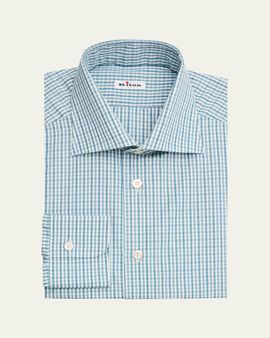 Kiton Men's Cotton Plaid Classic-Fit Dress Shirt