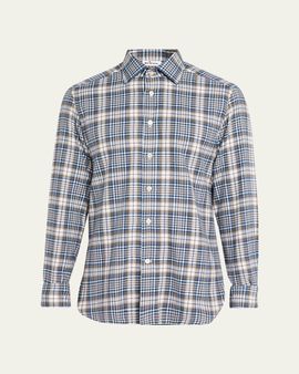 Kiton Men's Cotton Plaid Classic Fit Button-Down Shirt