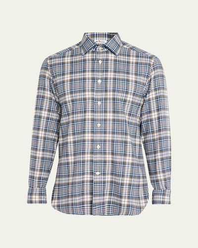 Kiton Men's Cotton Plaid Classic Fit Button-Down Shirt