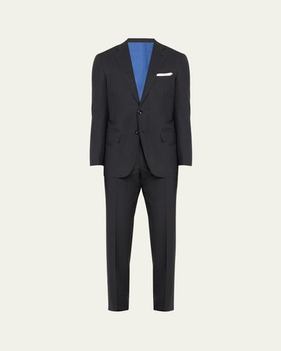 Kiton Men's Grid Check Wool Suit