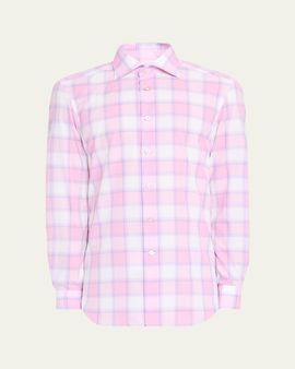 Kiton Men's Large Check Sport Shirt