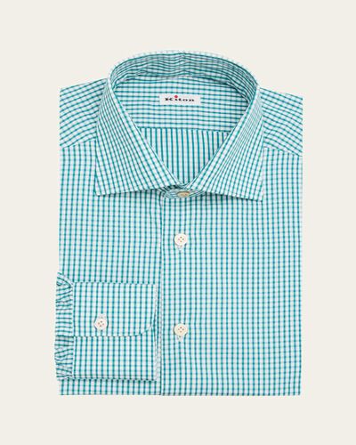Kiton Men's Micro-Check Cotton Dress Shirt