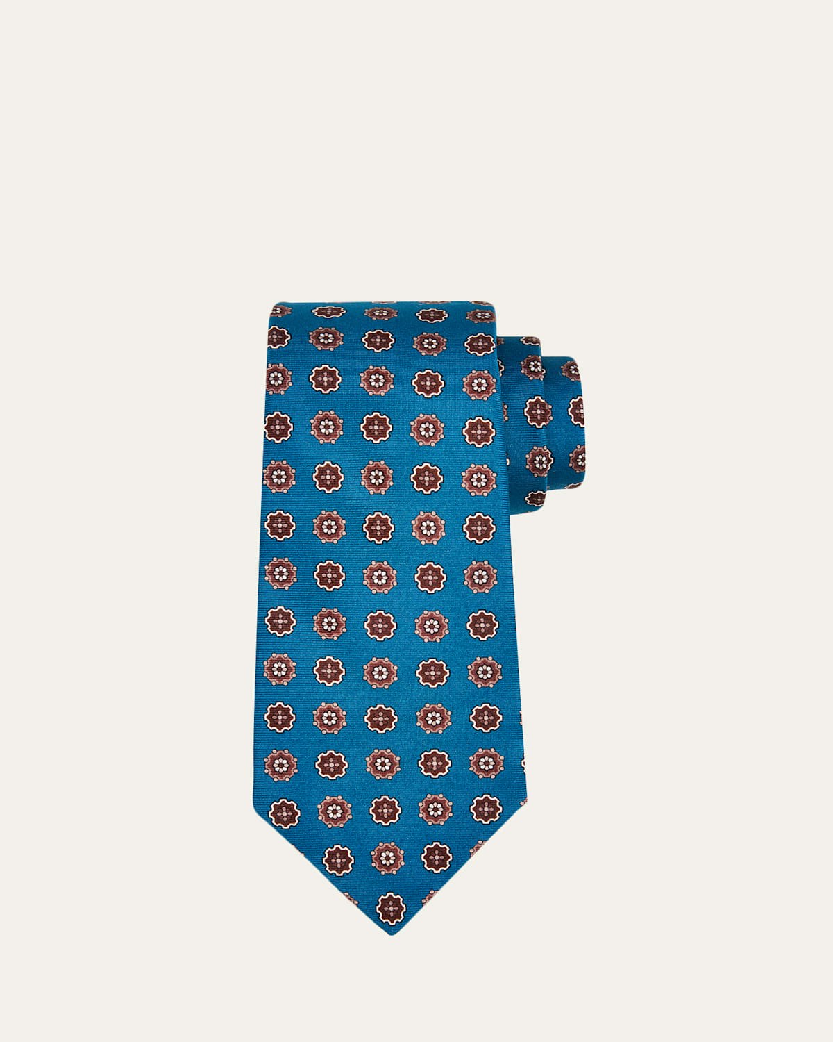 Kiton Men's Round Medallion Silk 7-Fold Tie