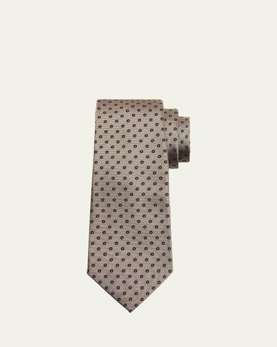 Kiton Men's Silk Polka Dot Jacquard Seven-Fold Tie