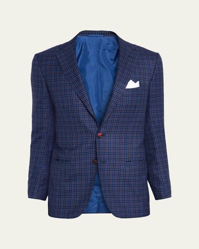 Kiton Men's Soft Cashmere Multi-Check Sport Coat