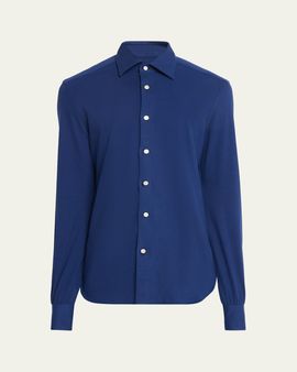 Kiton Men's Solid Cotton Classic-Fit Sport Shirt