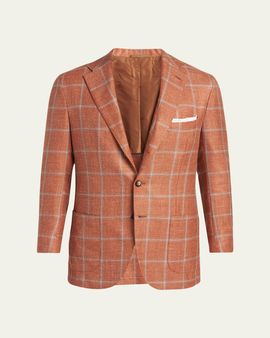 Kiton Men's Windowpane Check Single-Breasted Sport Coat
