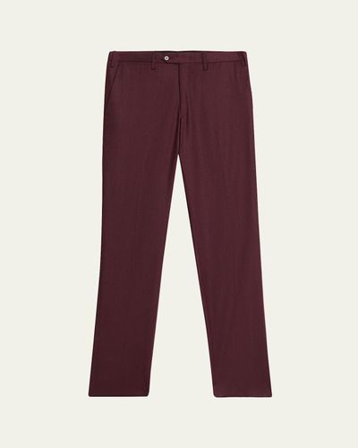 Kiton Men's Wool and Cashmere Flat-Front Pants
