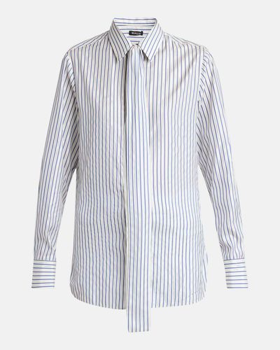 Kiton Metallic Striped Silk Neck-Tie Shirt