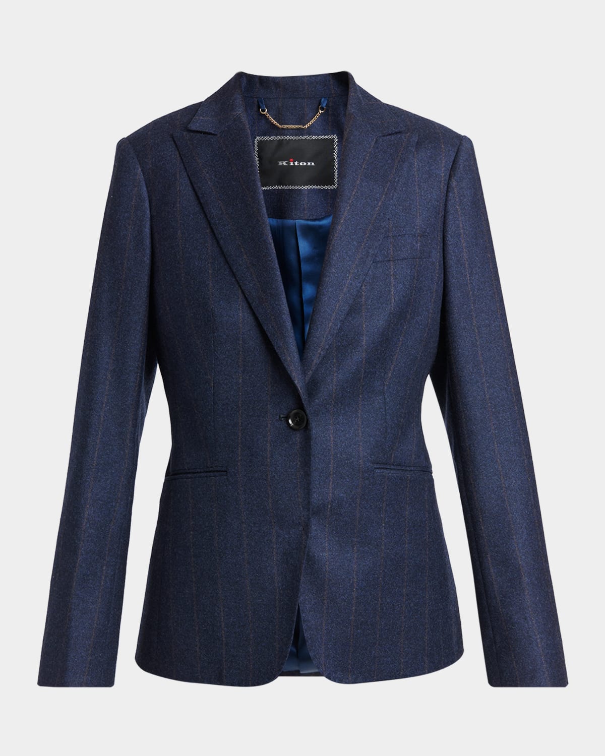 Kiton Pinstripe Wool-Cashmere Single-Breasted Jacket
