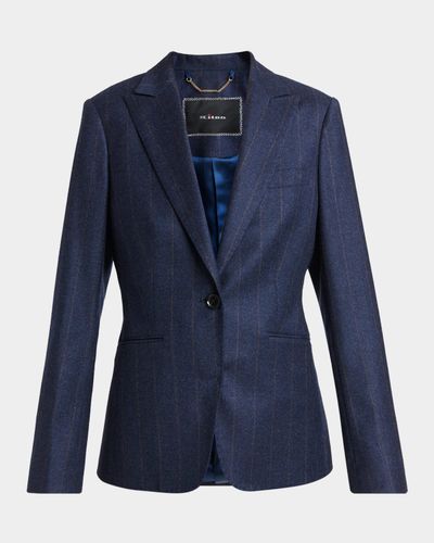 Kiton Pinstripe Wool-Cashmere Single-Breasted Jacket