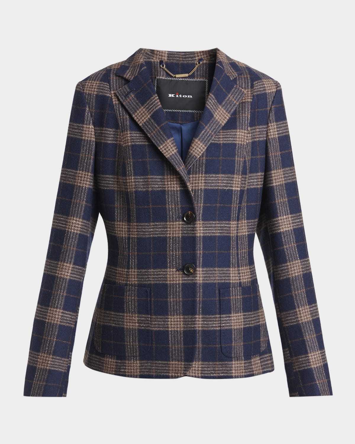 Kiton Plaid Single-Breasted Blazer