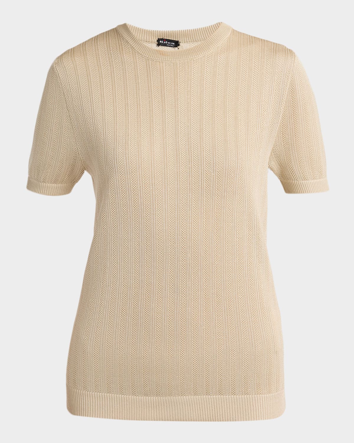 Kiton Pointelle Silk Knit Short-Sleeve T-Shirt