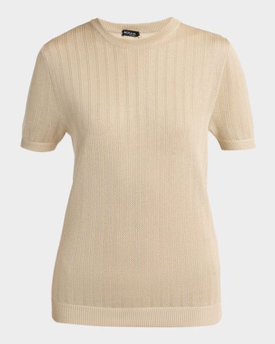 Kiton Pointelle Silk Knit Short-Sleeve T-Shirt