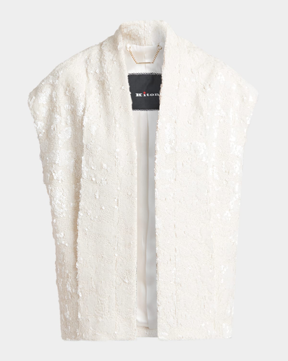 Kiton Sequined Tweed Open Jacket