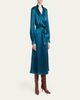 Kiton Strong-Shoulder Long-Sleeve Satin Midi Wrap Dress - 4