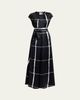 Kiton Windowpane-Print Silk Cap-Sleeve Maxi Dress - 1