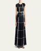 Kiton Windowpane-Print Silk Cap-Sleeve Maxi Dress - 2
